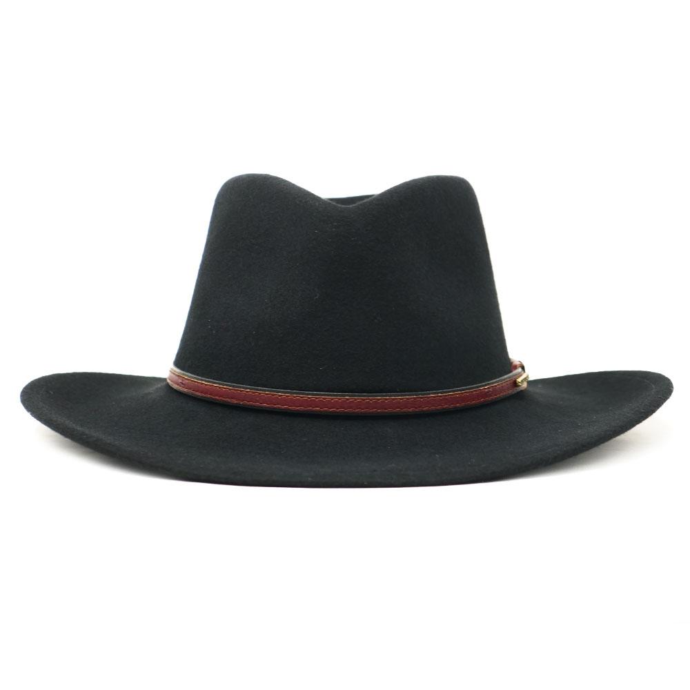 black flat brim cowboy hat