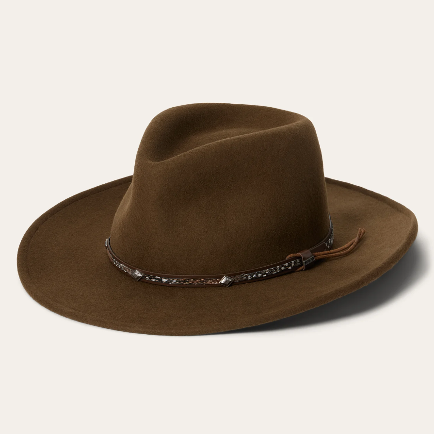 mens brown outdoor cowboy crushable wool hat